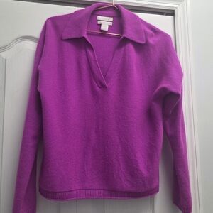 Halston Heritage V-Neck Sweater in Vibrant Purple